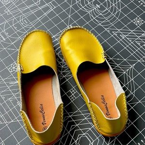 Women’s yellow leather flat by Venus Celia